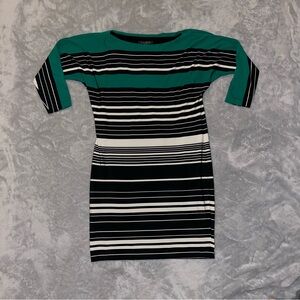 Lauren Ralph Lauren Dress Women’s Size 6P Green, Black & White Striped Dress